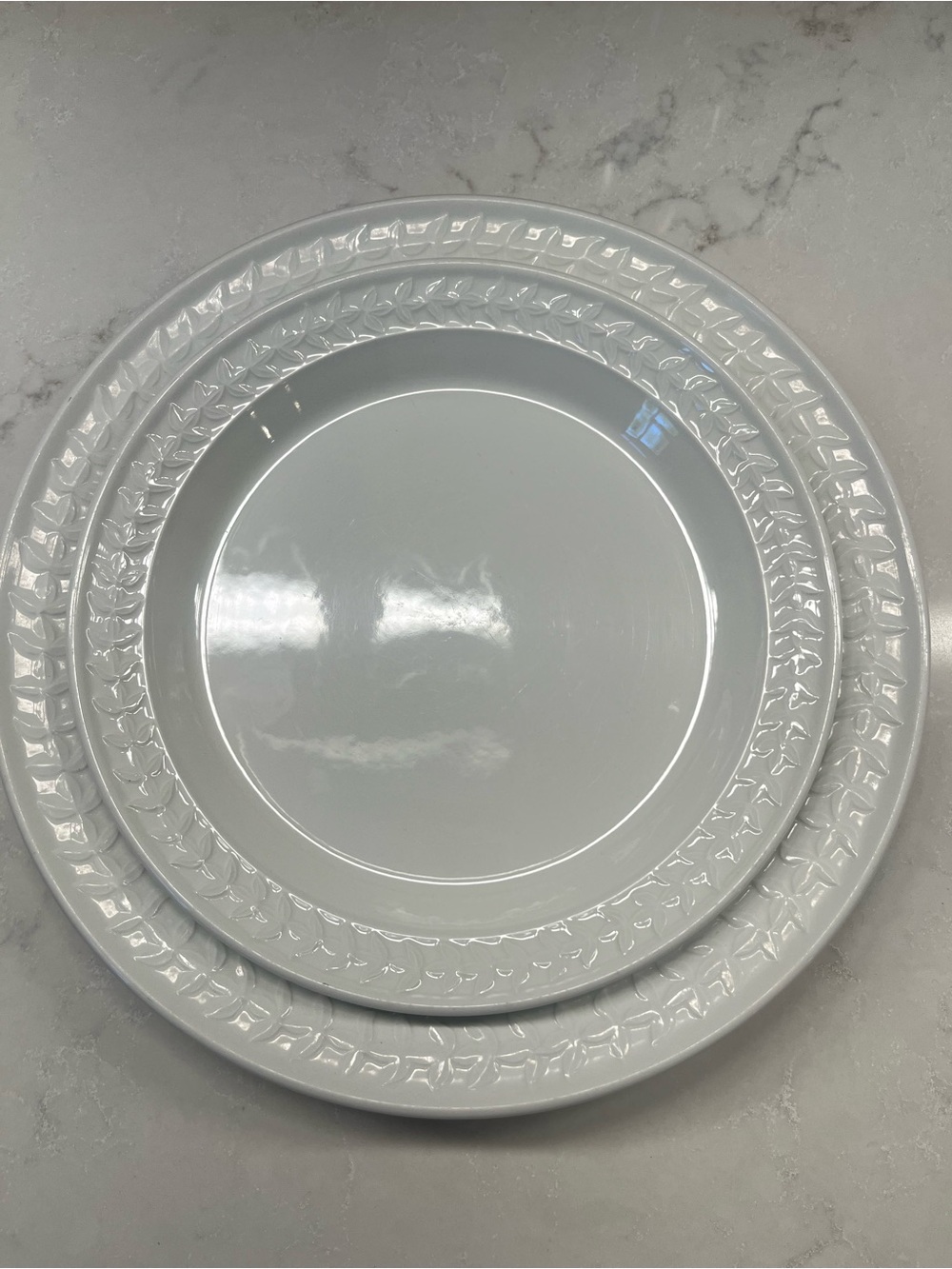 Portmeirion White Embossed Ceramic Dinner Plates – Set of 2